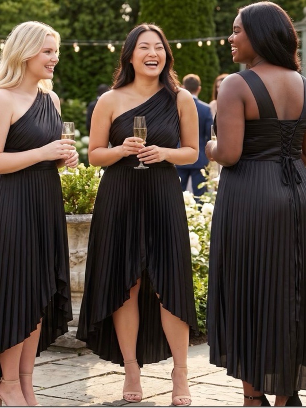 💕Women's Elegant one shoulder Black Midi Evening Dress 💕 L-XL